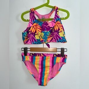 Girls knotted tropical bikini
